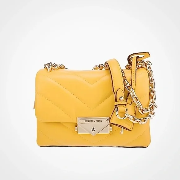 Michael Kors Cece Sunflower Yellow Quilted Leather Small Crossbody Bag NWT - Picture 2 of 11